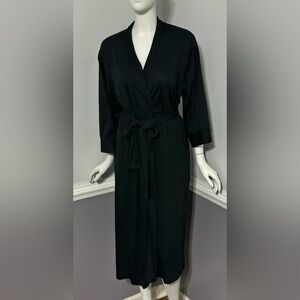 NATORI Black Bathrobe 3/4 Sleeves Calf/Ankle Length Size M